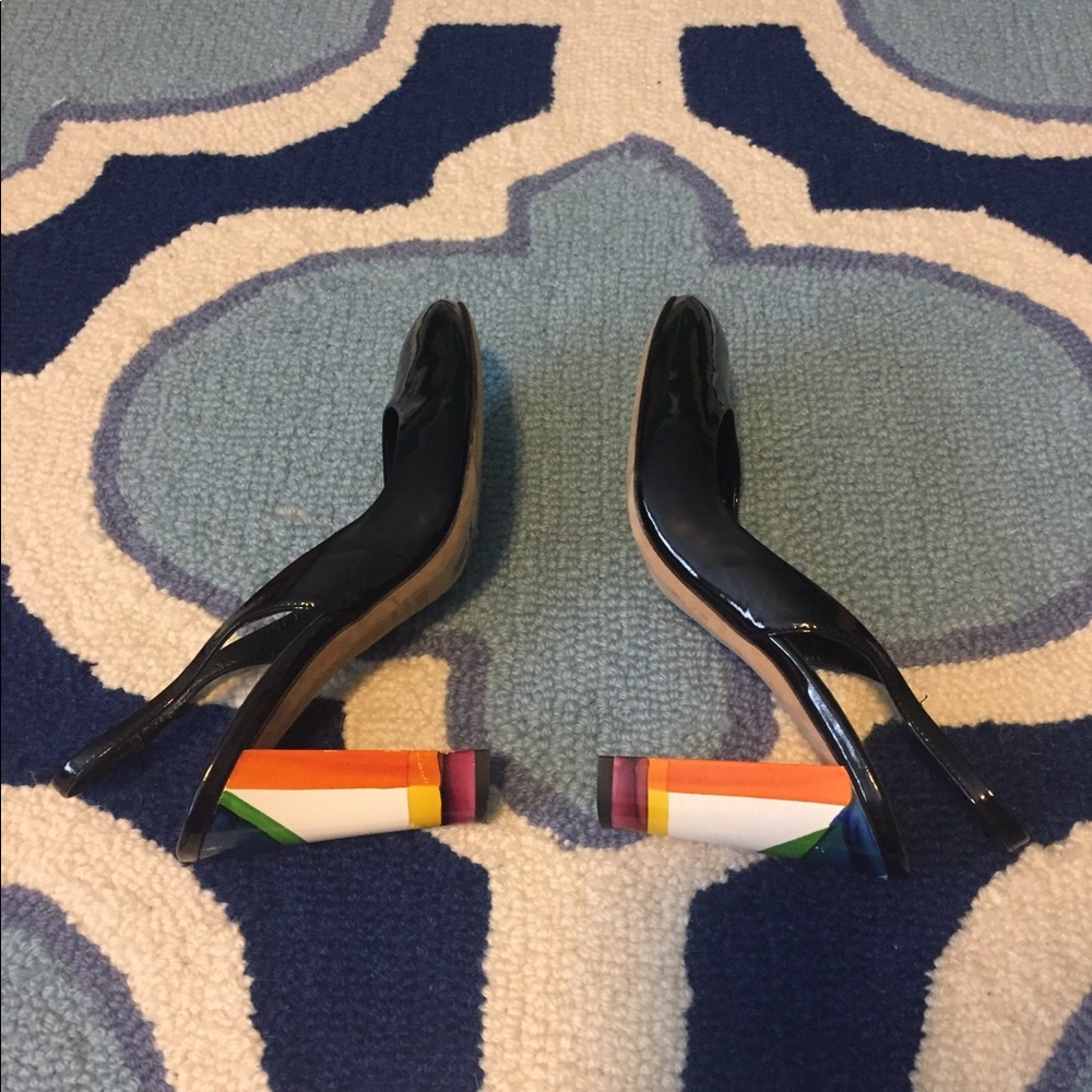 Black patent Slingback pumps